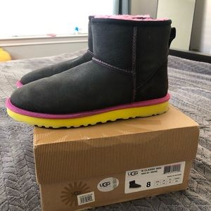 UGG Classic Mini Black Neon Yellow Pink